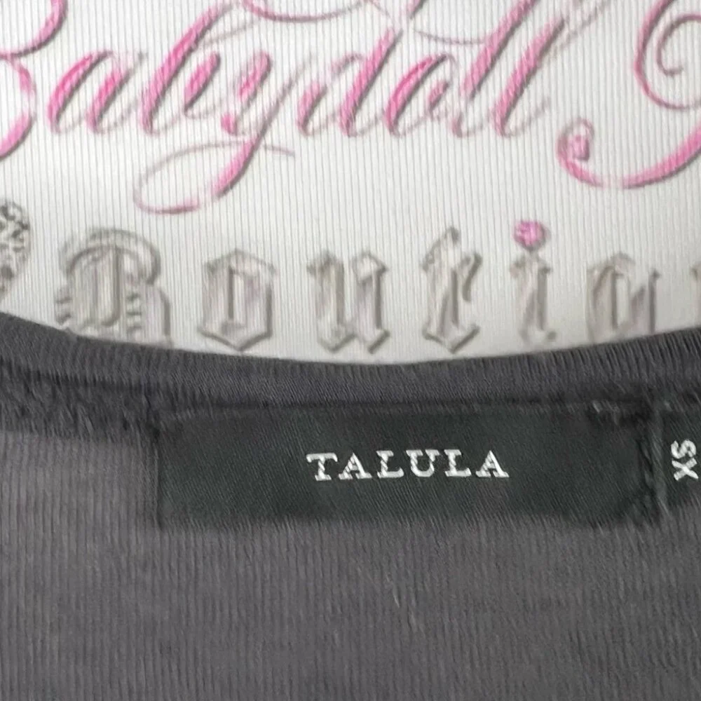 Talula long sleeve dark grey Black swoop neck top Women's Blouse
